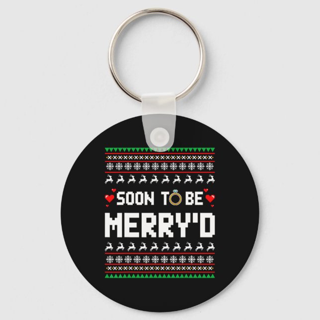 Soon To Be Merry'd Christmas Engaged Couple Matchi Keychain (Front)
