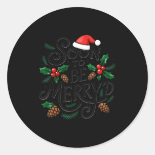 Soon To Be Merry'd Christmas Engaged Fiance Santa  Classic Round Sticker