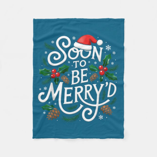 Soon To Be Merry'd Christmas Engaged Fiance Santa  Fleece Blanket (Front)