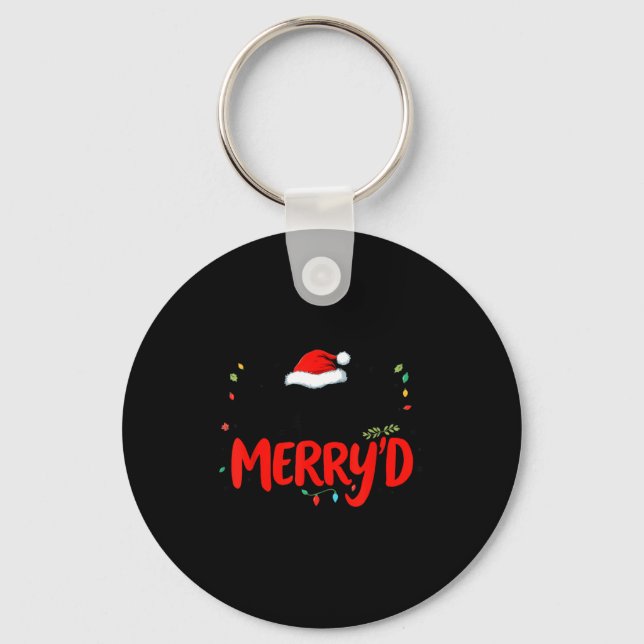 Soon To Be Merry'd Christmas Engaged Fiance Santa  Keychain (Front)