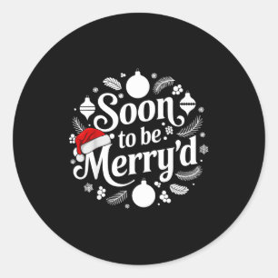 Soon To Be Merry'd Christmas Engaged Matching Coup Classic Round Sticker