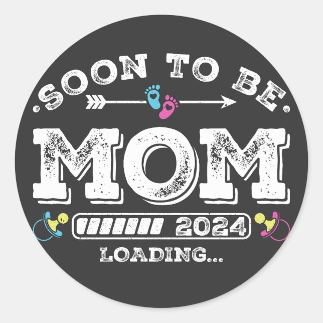 Soon to Be Mom 2024 Loading Classic Round Sticker (Front)