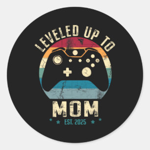 Soon To Be Mom 2025 Funny I Levelled Up To Mommy 2 Classic Round Sticker