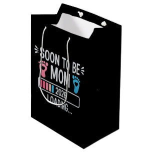 Soon to Be Mom 2026 Loading Pregnancy Announcement Medium Gift Bag