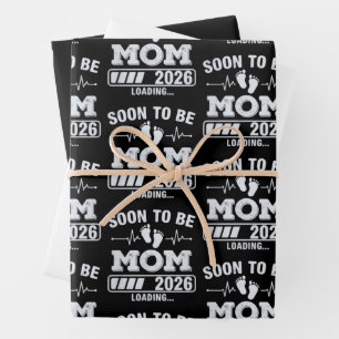 Soon to Be Mom 2026 Loading Pregnancy Announcement Wrapping Paper Sheet