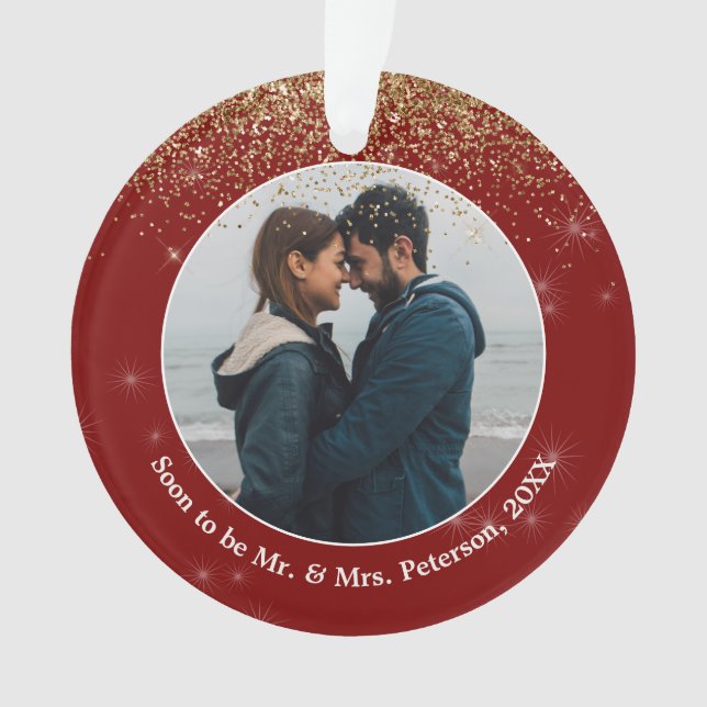 Soon to Be Mr & Mrs Engaged Photo Christmas Ornament (Front)