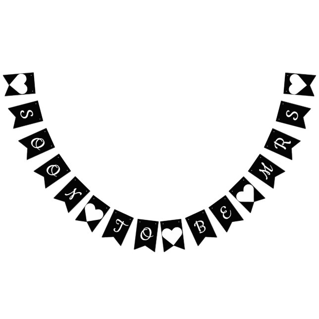Soon To Be Mrs Black & White Bunting Flags (All)