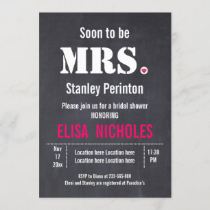 Soon to be Mrs. typography wedding bridal shower Invitation