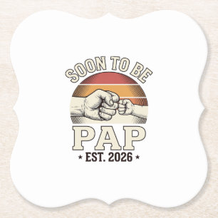 Soon to Be Pap 2026 Vintage Baby Fist Bump Design_ Paper Coaster