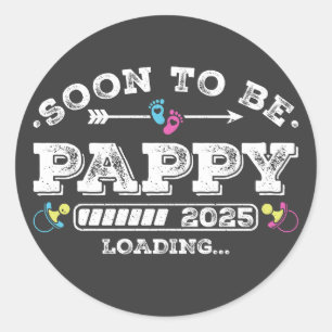 Soon to Be Pappy 2025 Loading Classic Round Sticker
