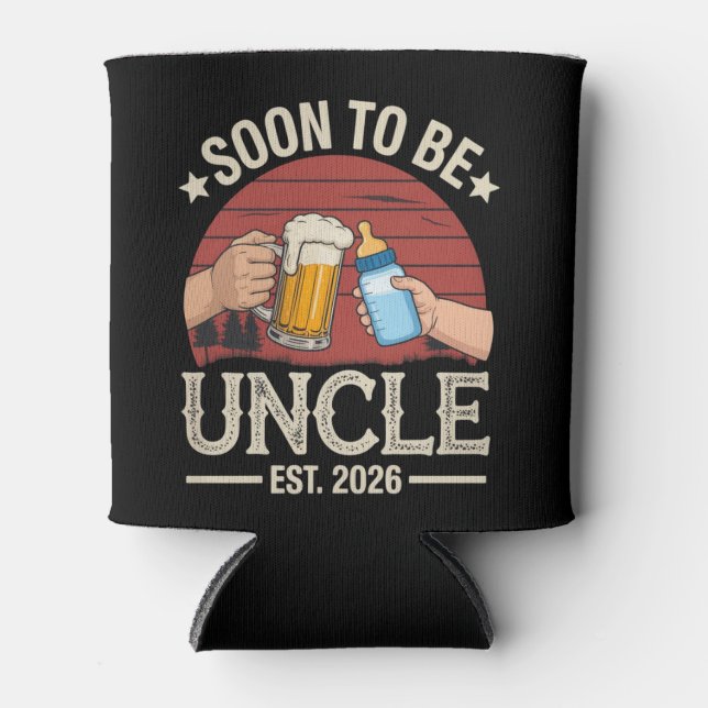 Soon To Be Uncle 2026 Retro Pregnancy Announcement Can Cooler (Front)
