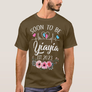 Soon To Be Yiayia Est 2023 Floral Pregnancy Announ T-Shirt