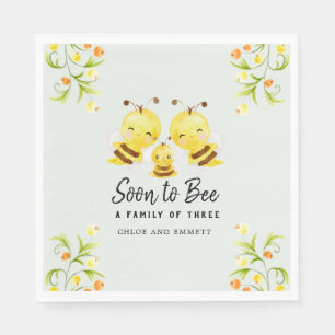 Soon to Bee a Family of Three Baby Shower Custom Napkin