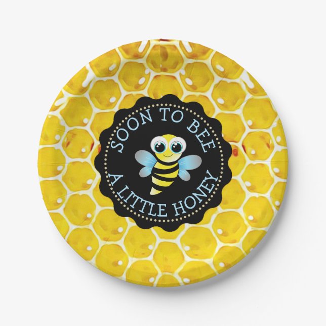 SOON TO BEE  Baby Shower Bumble Paper Plates (Front)