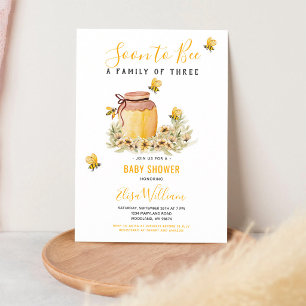 Soon to Bee Family of 3 Boy Girl Baby Shower Invitation