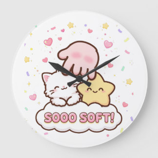 SOOO SOFT! Kawaii Cat Star Kids Wall Clock - Cute 