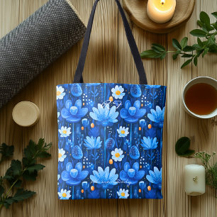 Soothing Blue Blossom Wellness Tote Bag