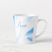 Soothing Blue Floral Print Small Latte Mug