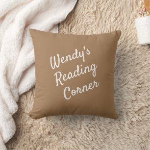 Soothing Cocoa & White Reading Throw Pillow