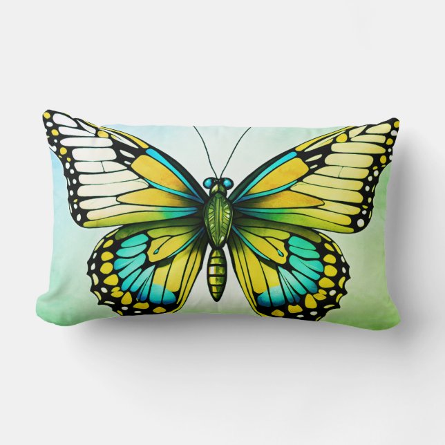 "Soothing Dreams with a Butterfly Touch" "Elegance Lumbar Pillow (Front)