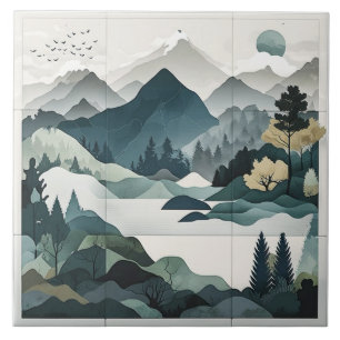 Soothing Landscape Tiles: Minimalist Nature Scenes Tile