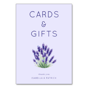 Soothing Lavender Watercolor Floral Bouquet Table Number