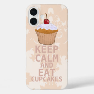 Soothing Peachy Damask KEEP CALM AND Eat Cupcakes iPhone 16 Plus Case