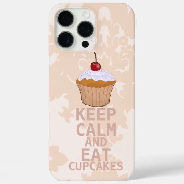 Soothing Peachy Damask KEEP CALM AND Eat Cupcakes Case-Mate iPhone Case (Back)