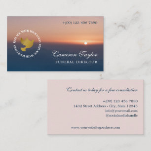 Soothing Sunset Add Logo Funeral Director Business Card