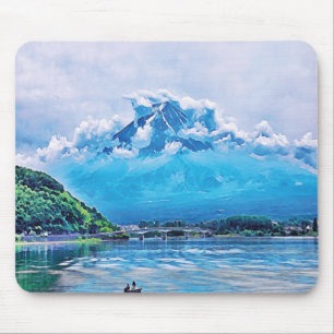 Soothing Watercolor Japanese Art  Mouse Pad
