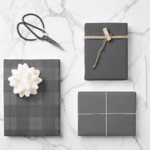 Sooty Grey Plaid Pattern with Matching Shades Wrapping Paper Sheet