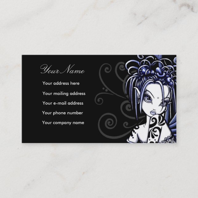 "Sophia" Blue Tattoo Fairy Art Business Cards (Front)