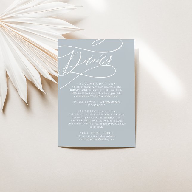 SOPHIA Coastal Blue Modern Elegant Wedding Details Enclosure Card (SOPHIA Coastal Blue Modern Elegant Wedding Details Enclosure Card)
