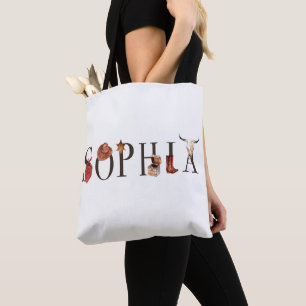 Sophia Cowboy Girl,  Western Cowgirls, Cowboy Girl Tote Bag