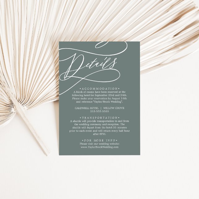 SOPHIA Elegant Tropical Green Sage Wedding Details Enclosure Card (SOPHIA Elegant Tropical Green Sage Wedding Details Enclosure Card)