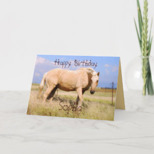 Sophia Happy Birthday Palomino Horse Card