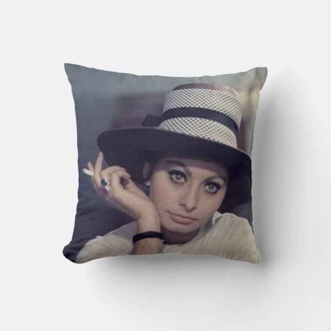 Sophia Loren Throw Pillow (Front)