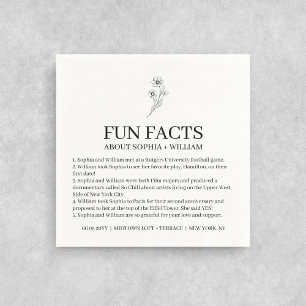 Sophia Modern Wedding Reception Fun Facts Cocktail Napkin