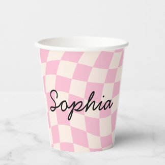 Sophia Name Custom Mug Cup Party Pink Check Grid