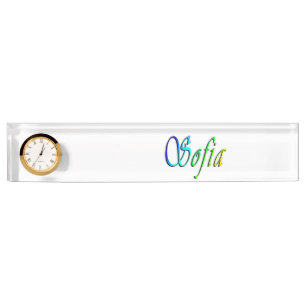 Sophia, Name, Logo, Desk Nameplate With Clock.