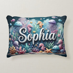 Sophia Name Ocean Theme Decorative Sea Life Accent Pillow