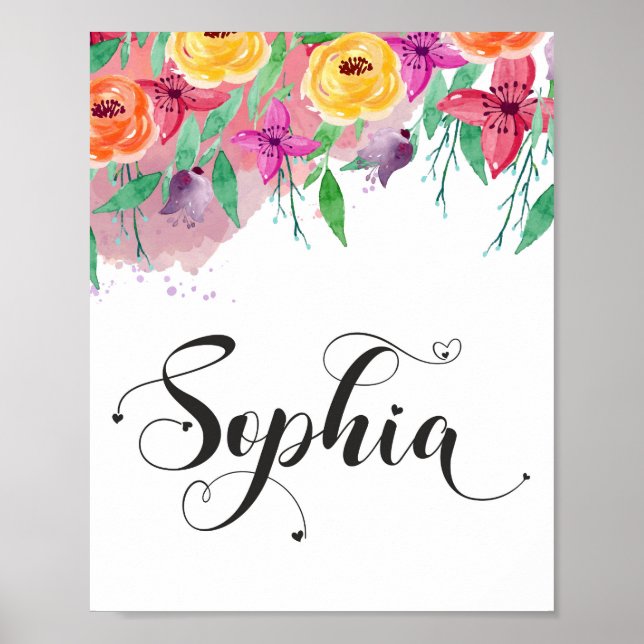 Sophia name sign Sophia floral Calligraphy Baby (Front)