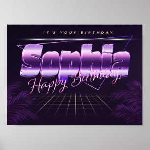Sophia Name Vorname lila retro Poster Geburtstag