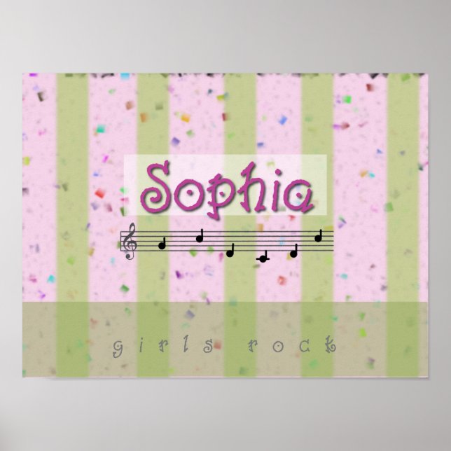 Sophia Pink Green Musical Name Poster (Front)