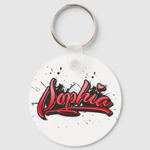 Sophia red Heart Graffiti Schlüsselanhänger Keychain