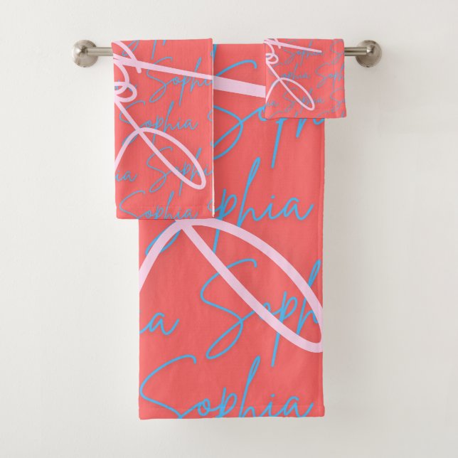 Sophia Signature Name Pattern Design Bath Towel Set (Insitu)