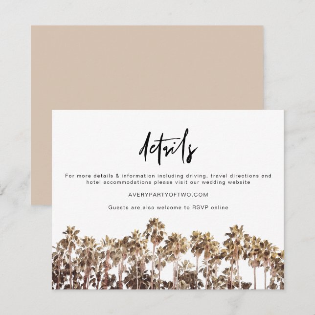 SOPHIA | Tropical Beach Palm Tree Details Card (Front/Back)