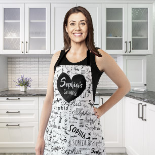 Sophia Typography Black White Apron