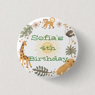 Sophia's Jungle Animal Party 1 Inch Round Button
