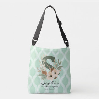 Sophia's Wise Elegance - Boho Floral Monogram Crossbody Bag